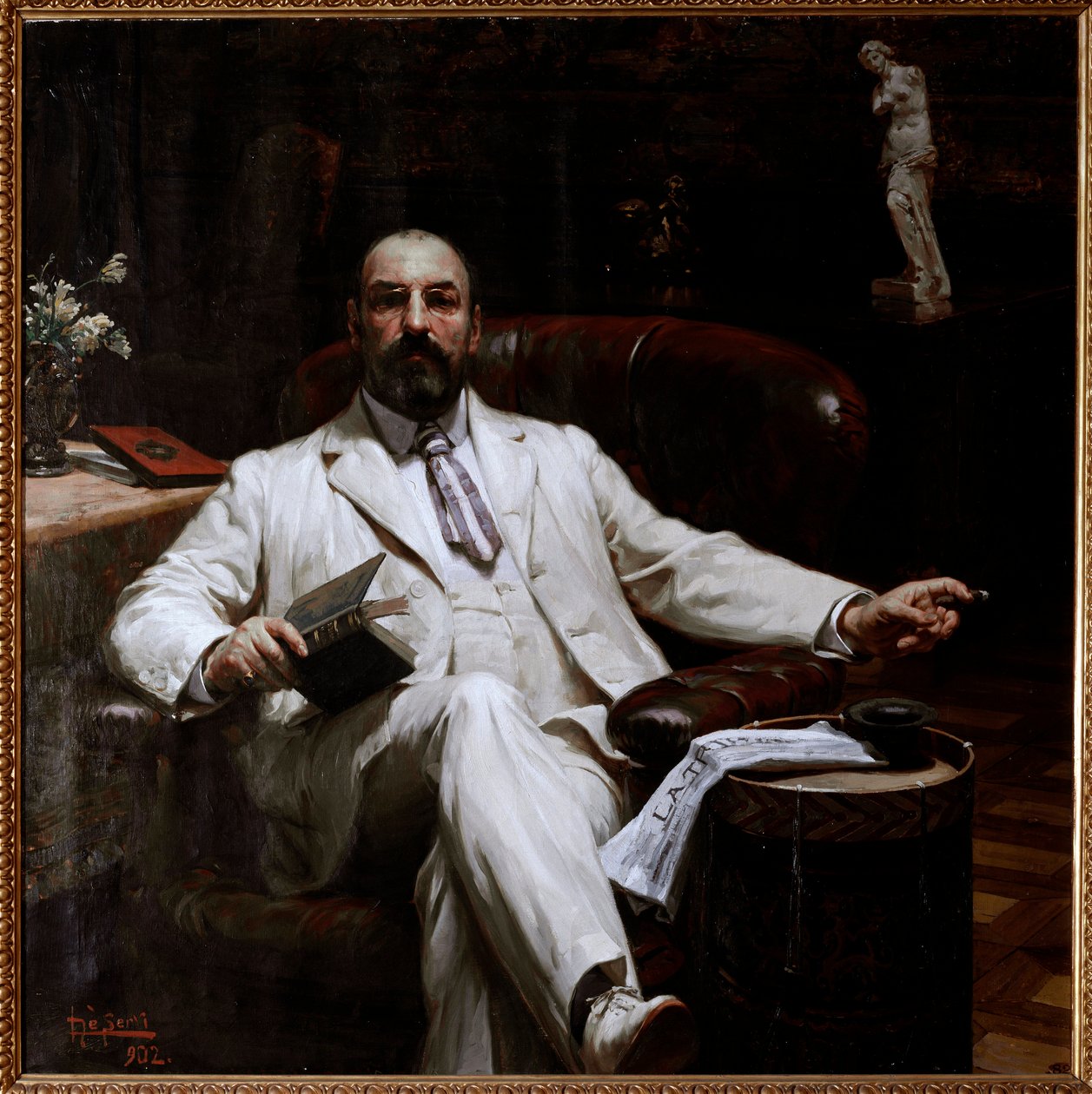 Portret van de Schotse verzekeraar en beschermer van kunsten Evan Mackenzie, schilderij door Luigi de Servi (1863-1945) 1902 Dim 135x135 cm Genua, Galleria d