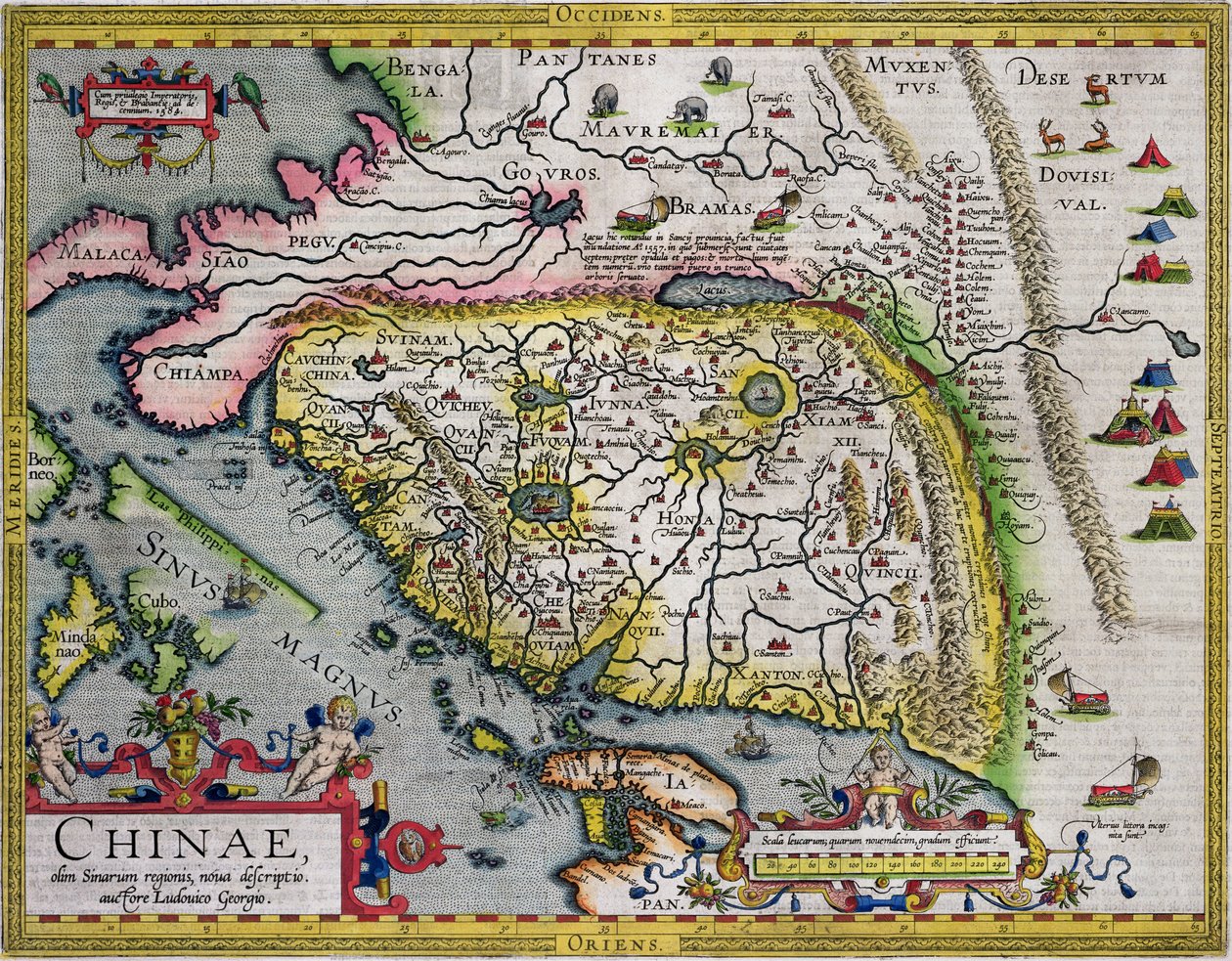 De eerste westerse atlas kaart van China, uit de Ortelius Theatrum atlas, 1584 door Luis Jorge de Barbuda