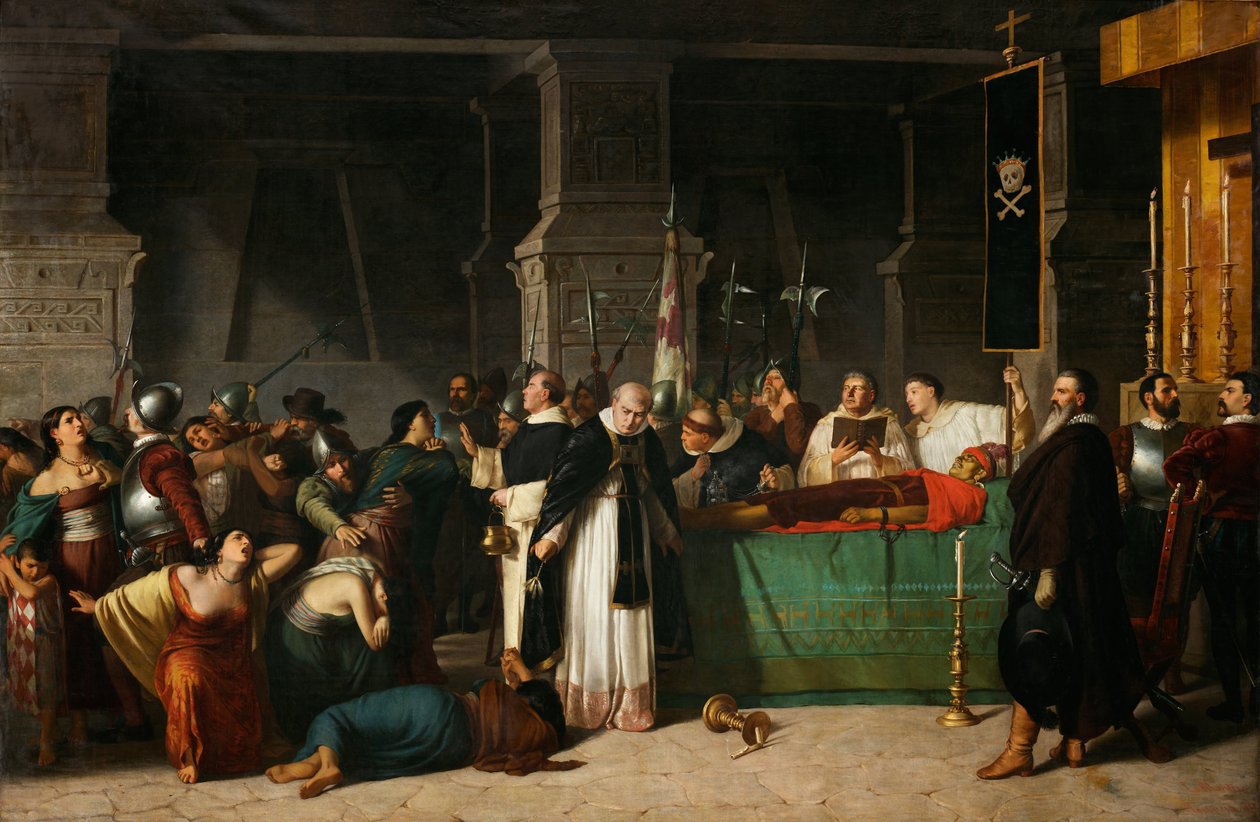 De begrafenis van Inca Atahualpa door Luis Montero