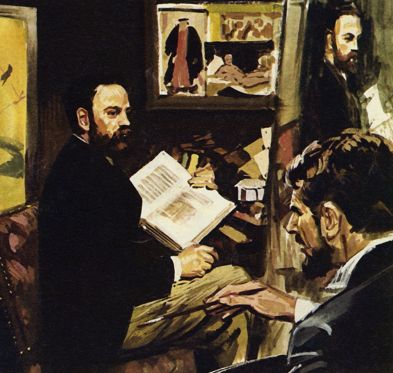 Emile Zola voorspelde dat Manets werk in het Louvre zou hangen (kleurenlitho) door Luis Arcas Brauner