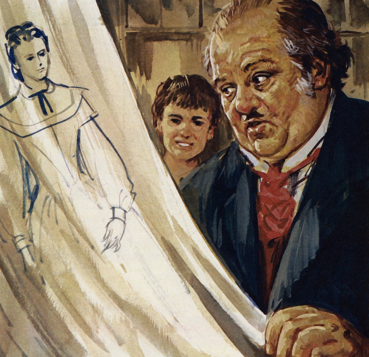 Renoir ontwikkelde een verbazingwekkend vermogen om te tekenen (kleurenlitho) door Luis Arcas Brauner
