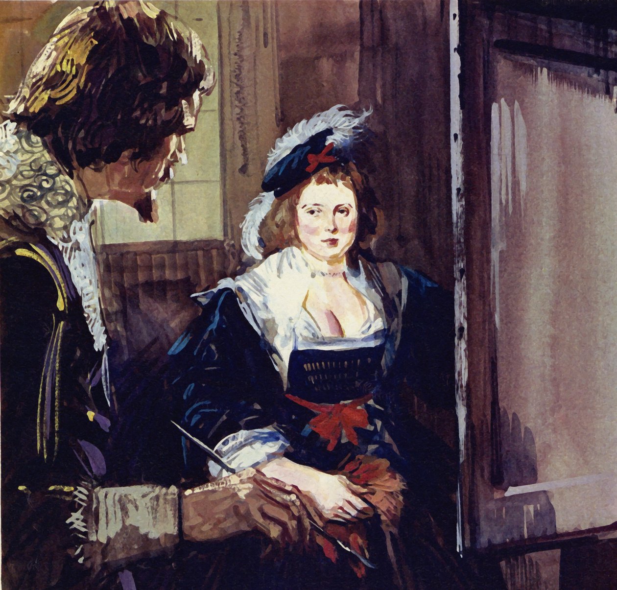 Rubens trouwde met Helene Fourment die op veel van zijn schilderijen voorkomt (kleurenlitho) door Luis Arcas Brauner