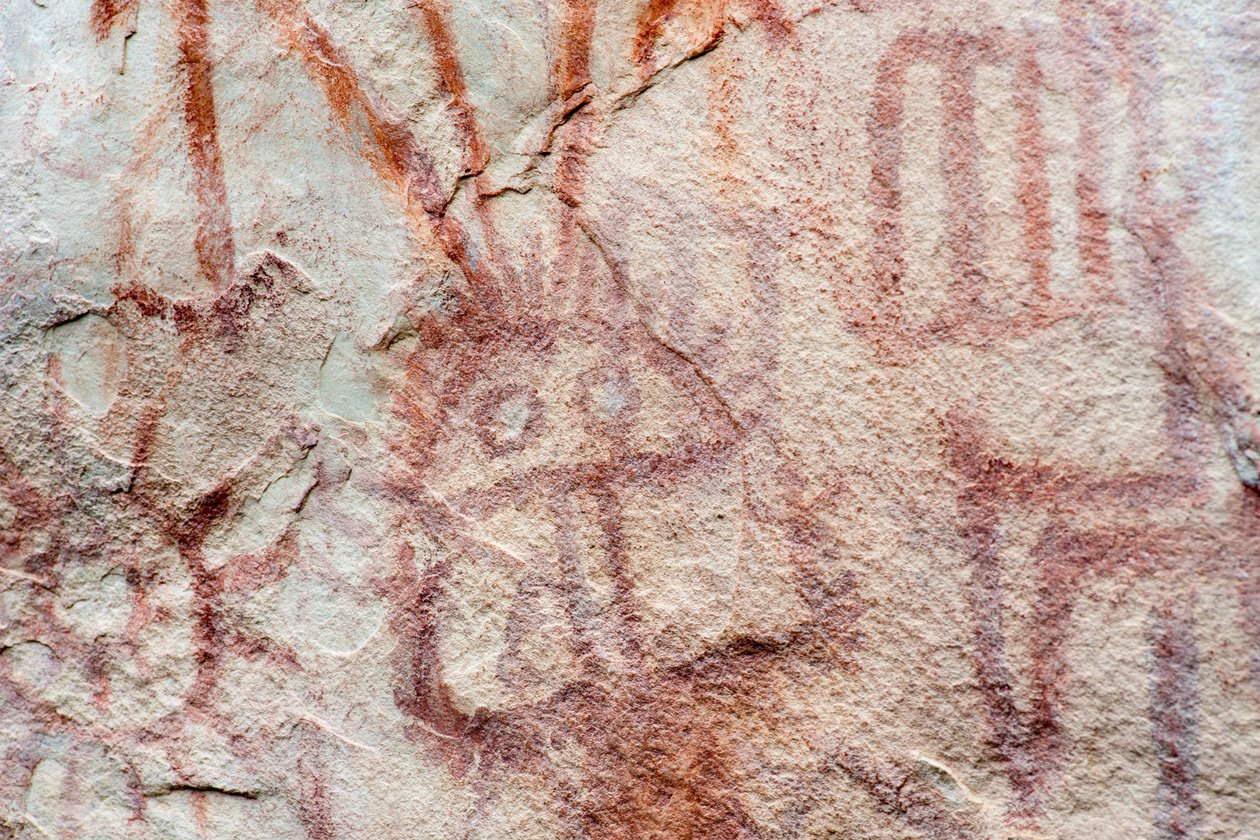 Pictografie, Faical, San Ignacio, Cajamarca, Peru, 2015 door Luis Rosendo.