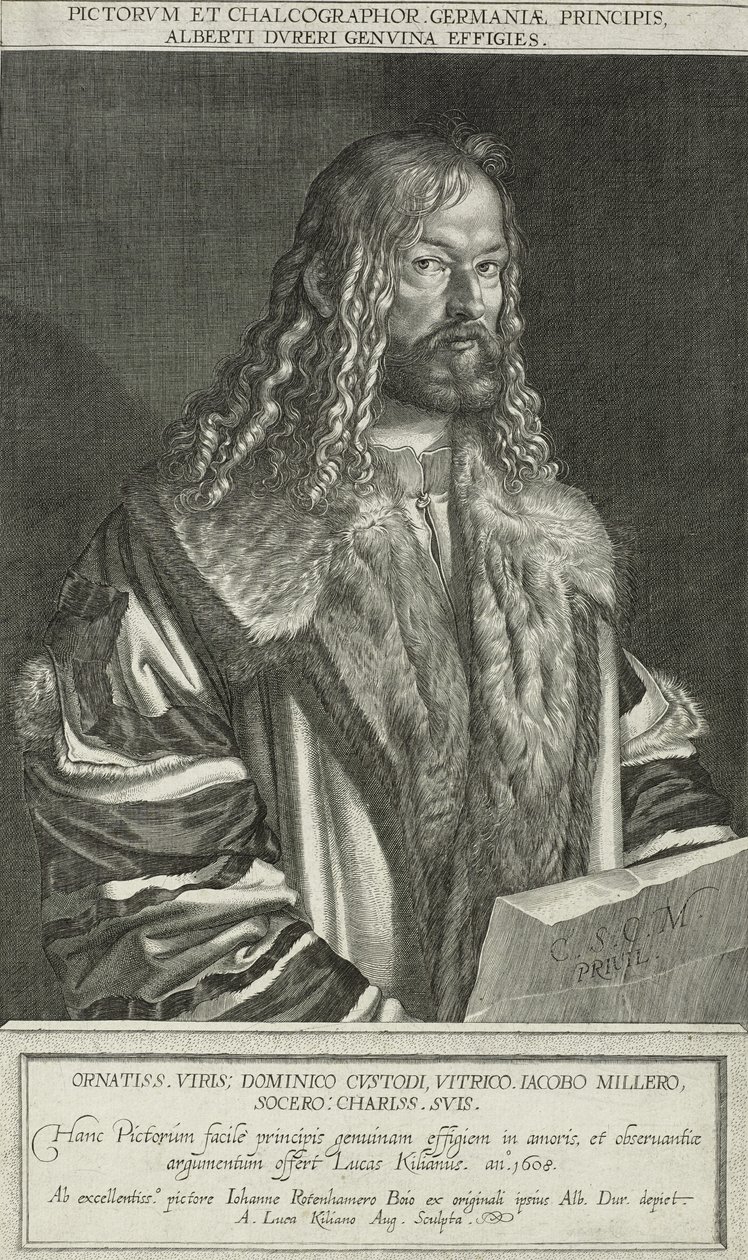 Portret van Albrecht Dürer door Lukas Kilian