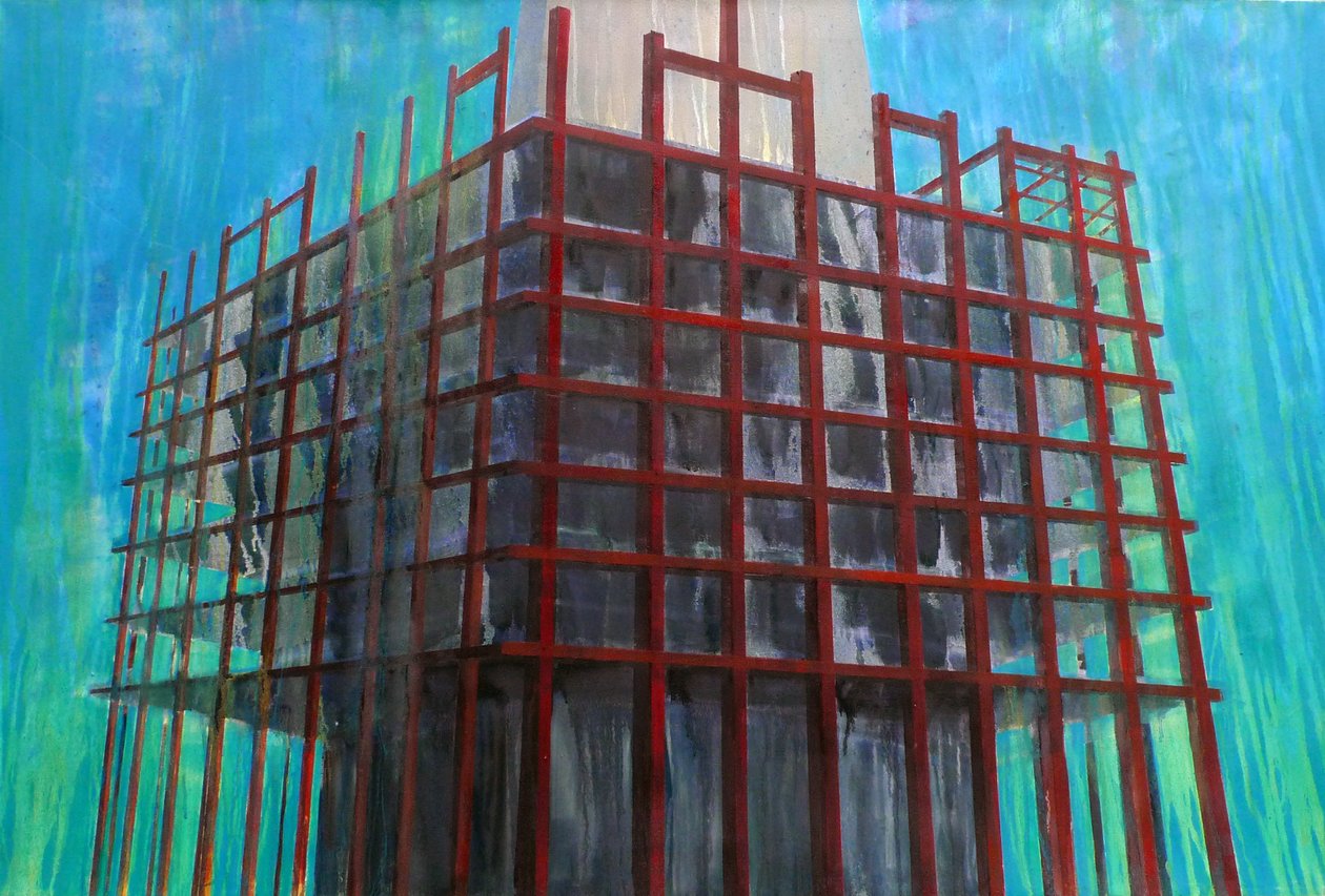 Werk in uitvoering 13, 2015 (olieverf op doek) door Luke M Walker