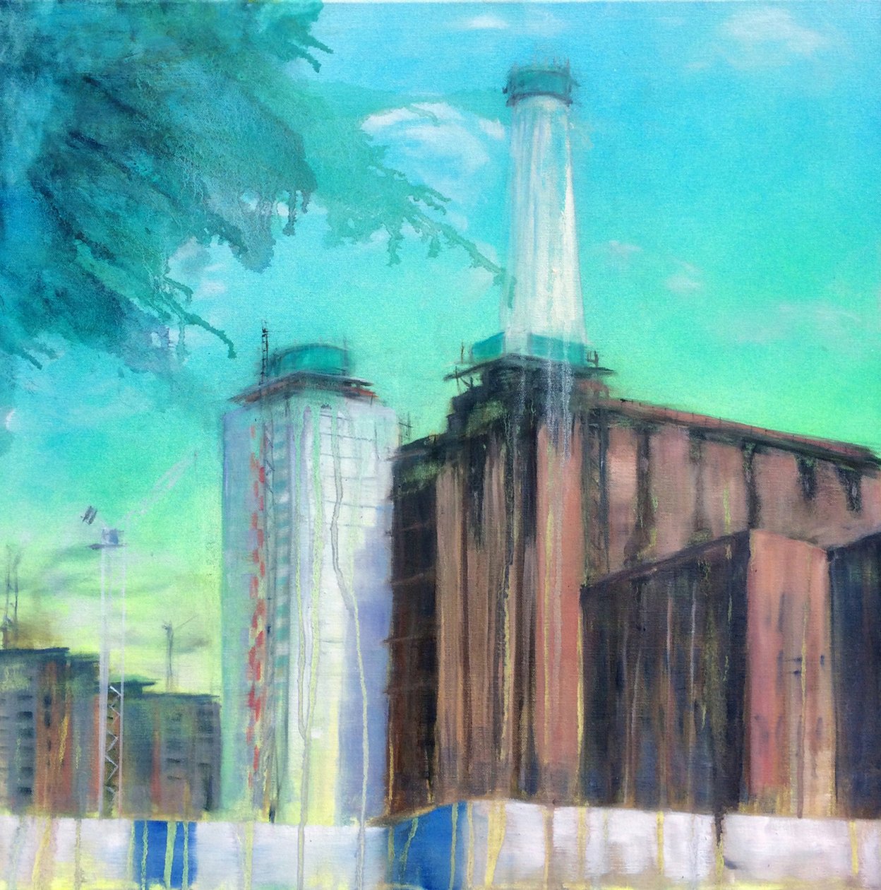 Werk in uitvoering 9, 2015 (olieverf op doek) door Luke M Walker