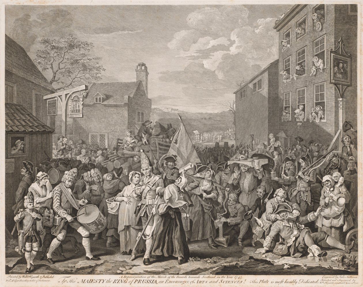 Mars naar Finchley in het Jaar 1746 Na Hogarth, 1750 door Luke Sullivan