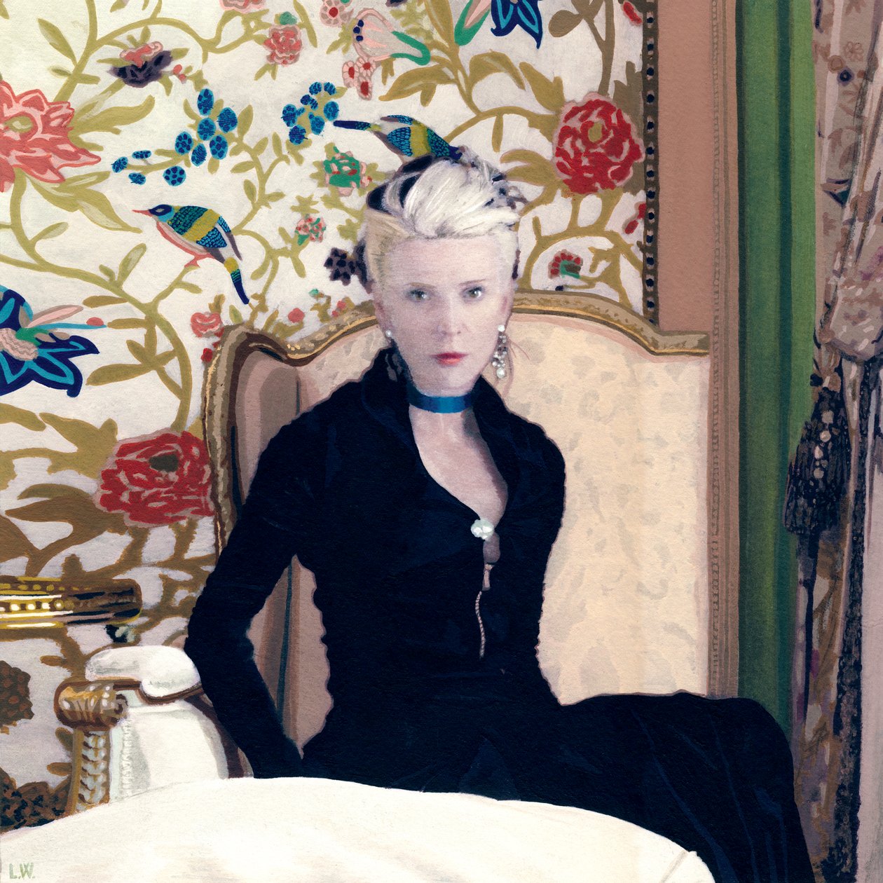 Daphne Guinness voor AÏE Magazine, c.2011 (acrylverf op papier) door Luke Waller
