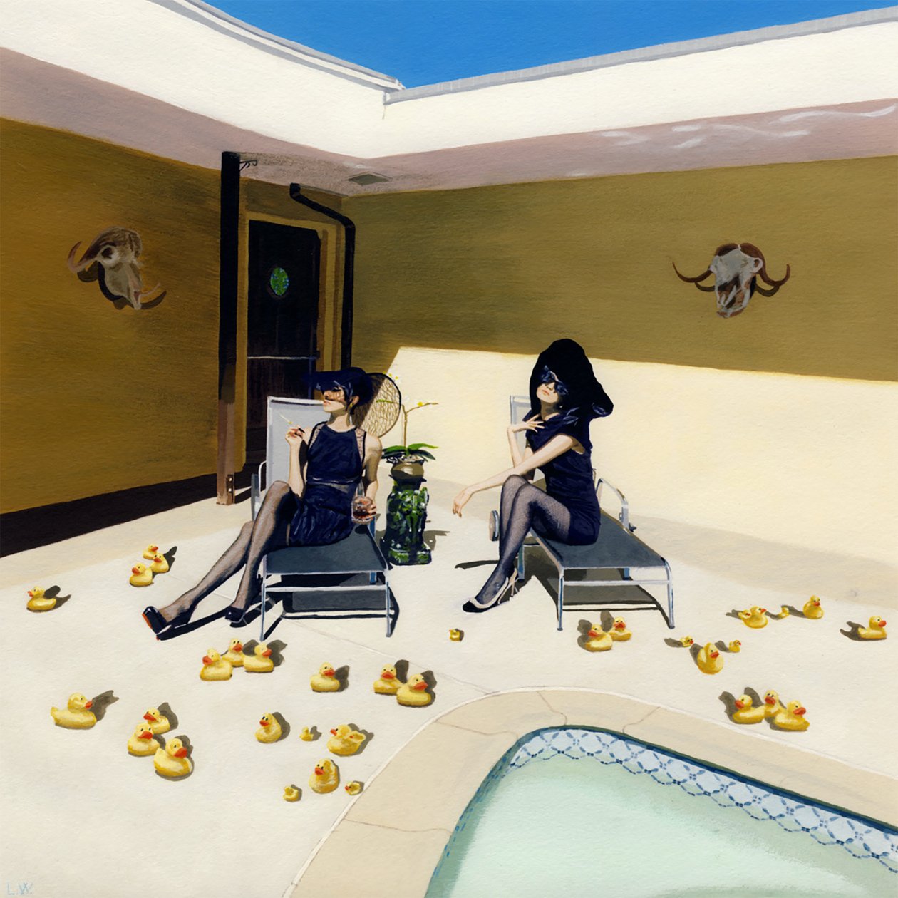 Those Birdies High up in the Trees, c.2012 (acrylverf op papier) door Luke Waller