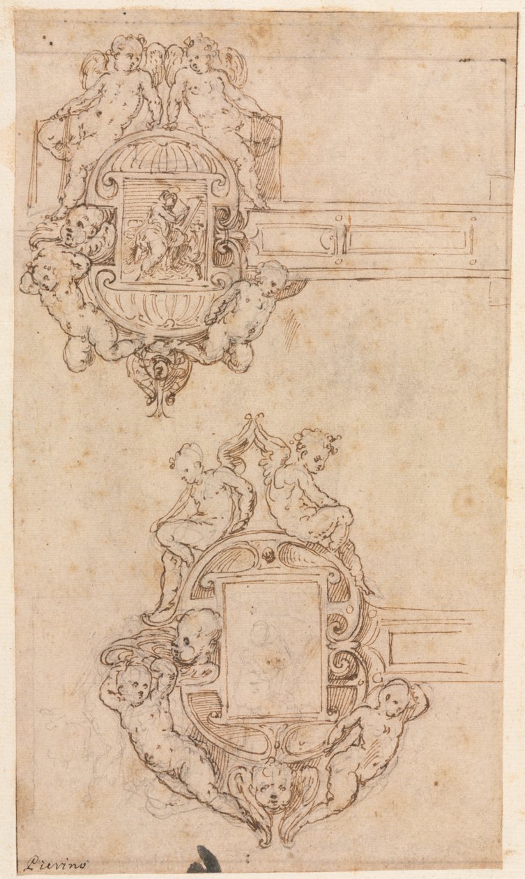Ontwerp voor decoratieve scharnieren recto door Luzio Romano
