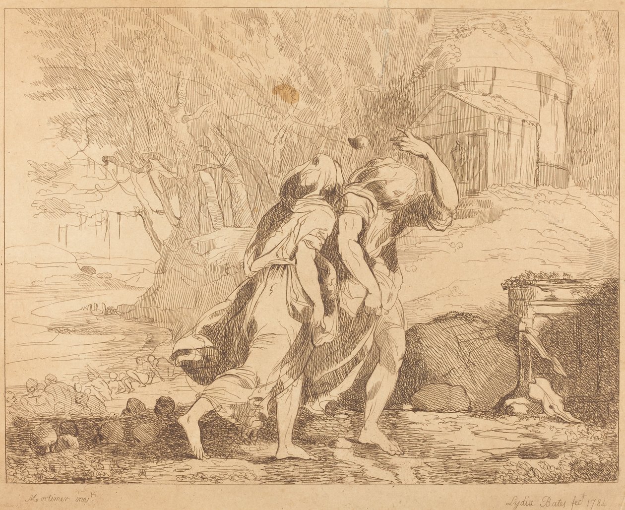 Twee Vluchtende Figuren door Lydia Bates after John Hamilton Mortimer
