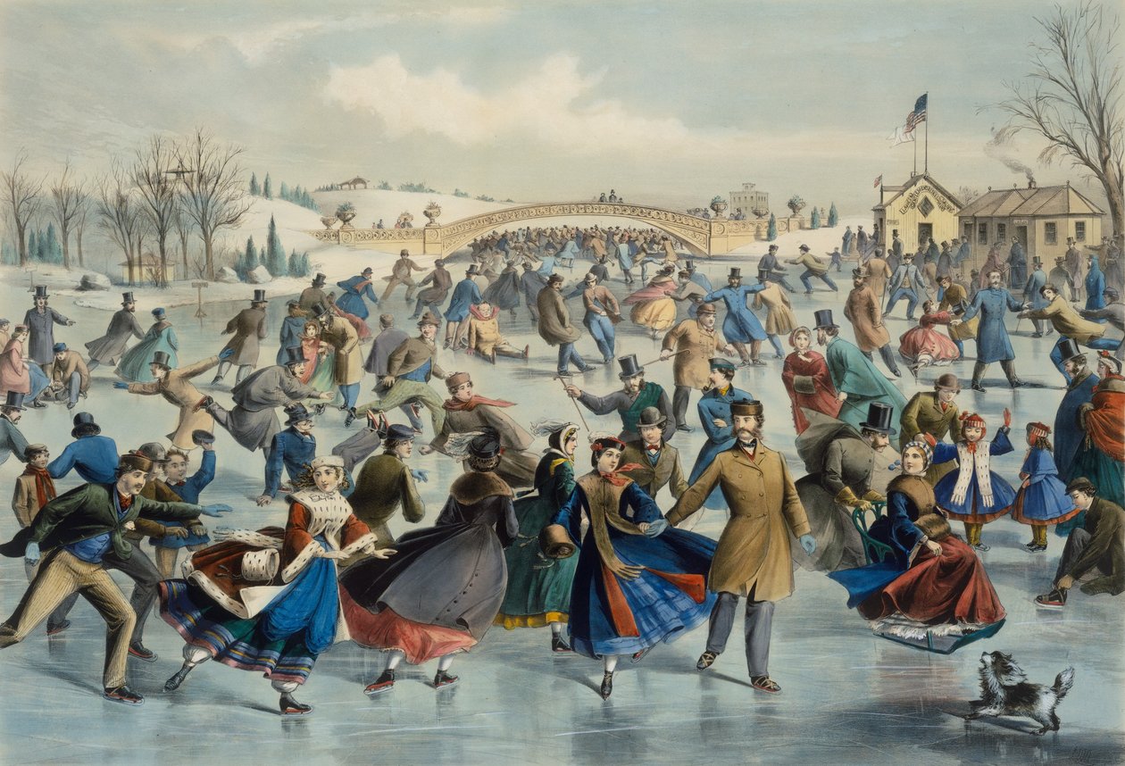 Central Park, Winter - De schaatsvijver, 1862 door Lyman Wetmore Atwater