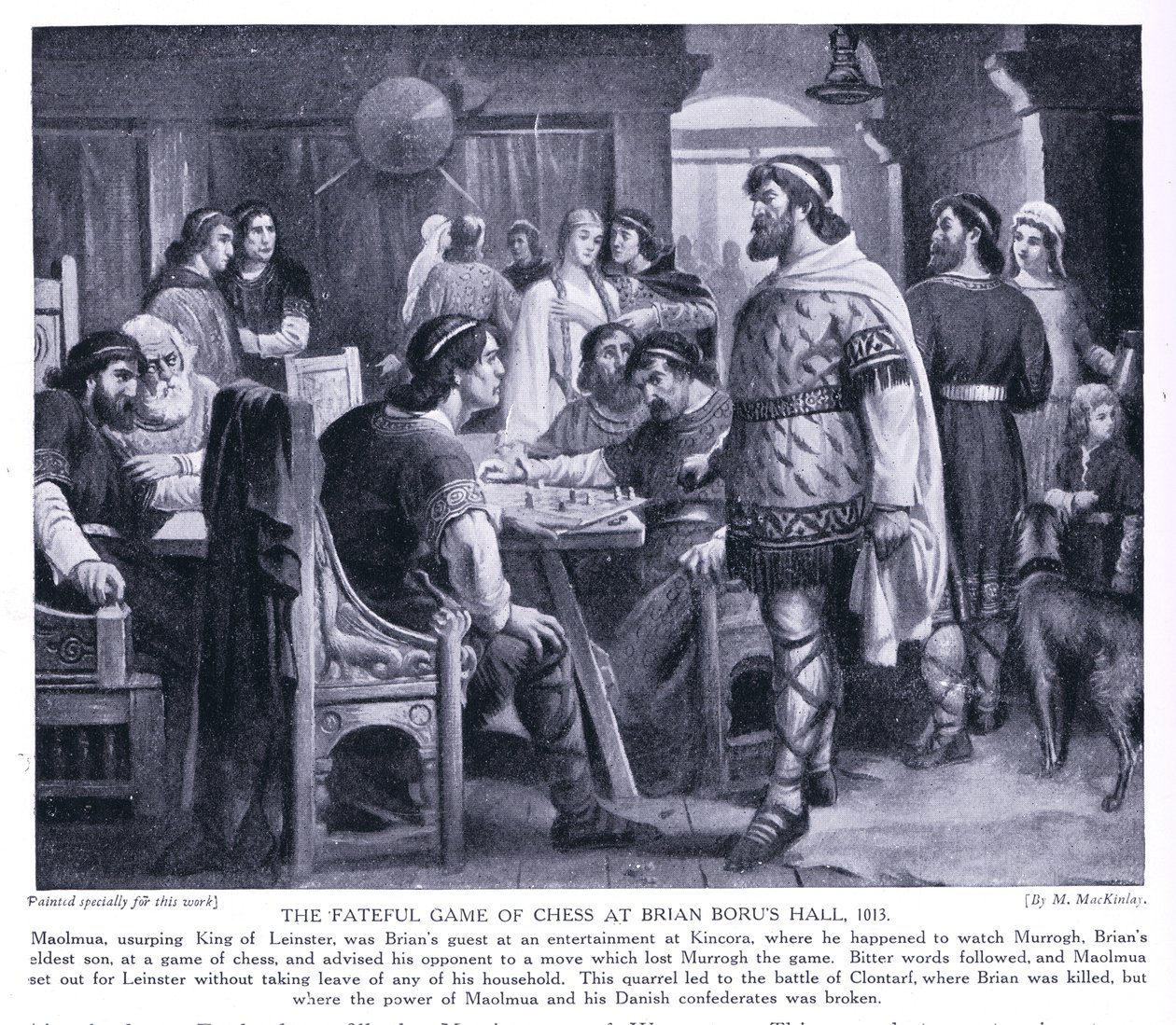Het noodlottige schaakspel in de hal van Brian Boru AD1013, jaren 1920 door M. Mackinlay