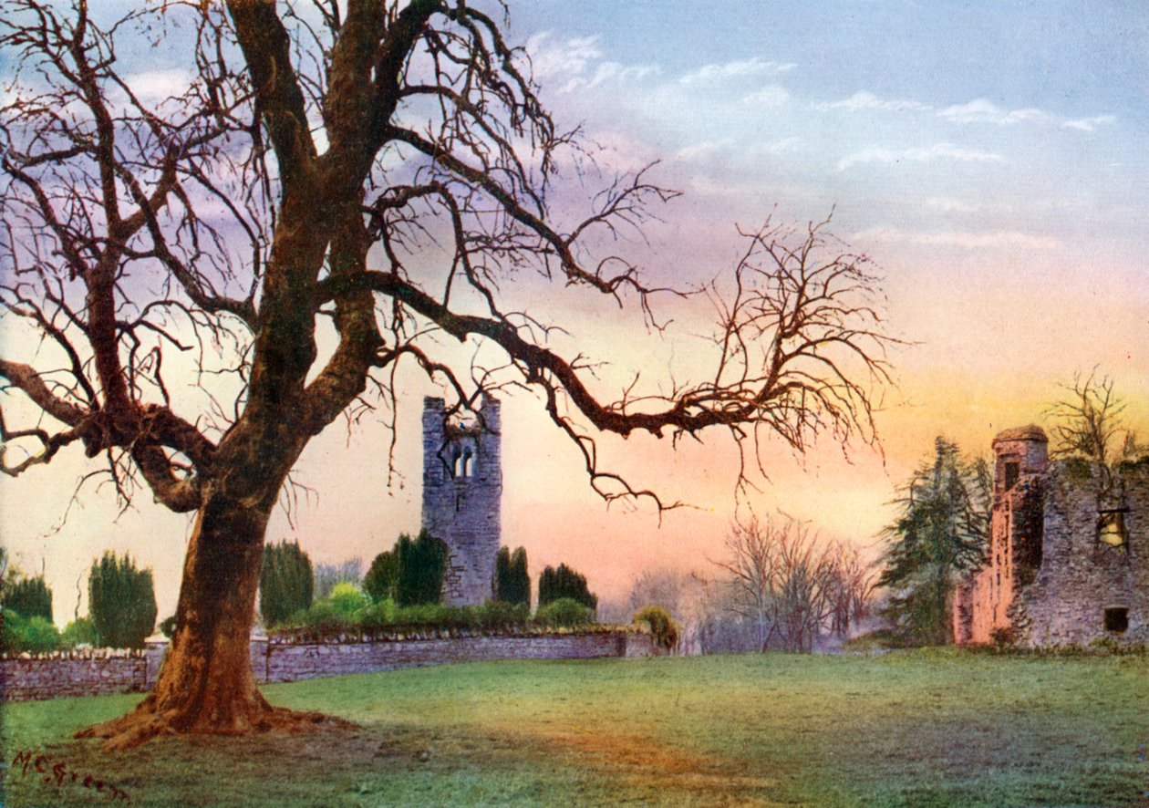 Ruïnes op de heuvel van Slane, County Meath, Ierland, 1924-1926 door MC Green