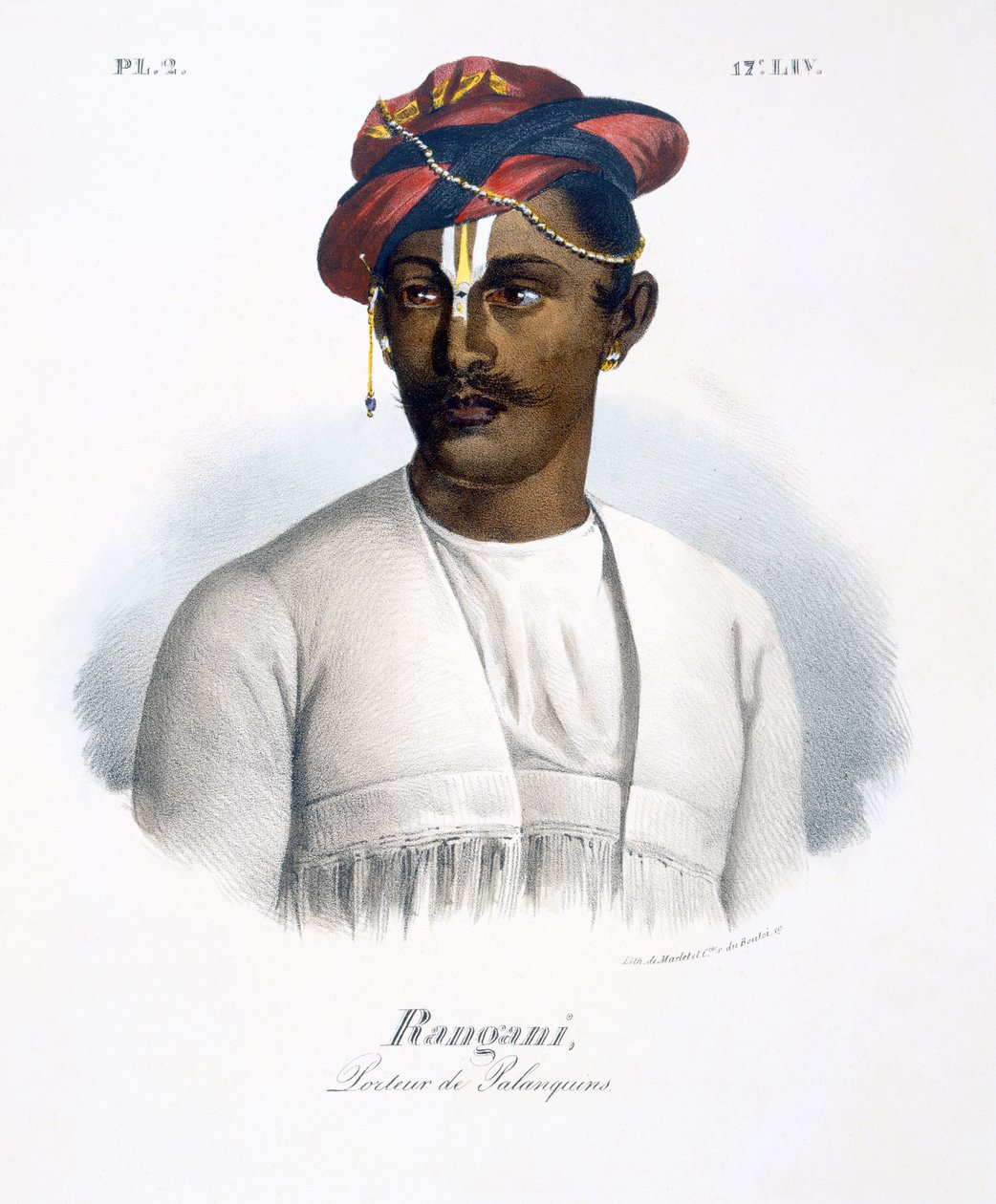 Rangani, een draagstoel drager, 1827-35 door M.E. Burnouf