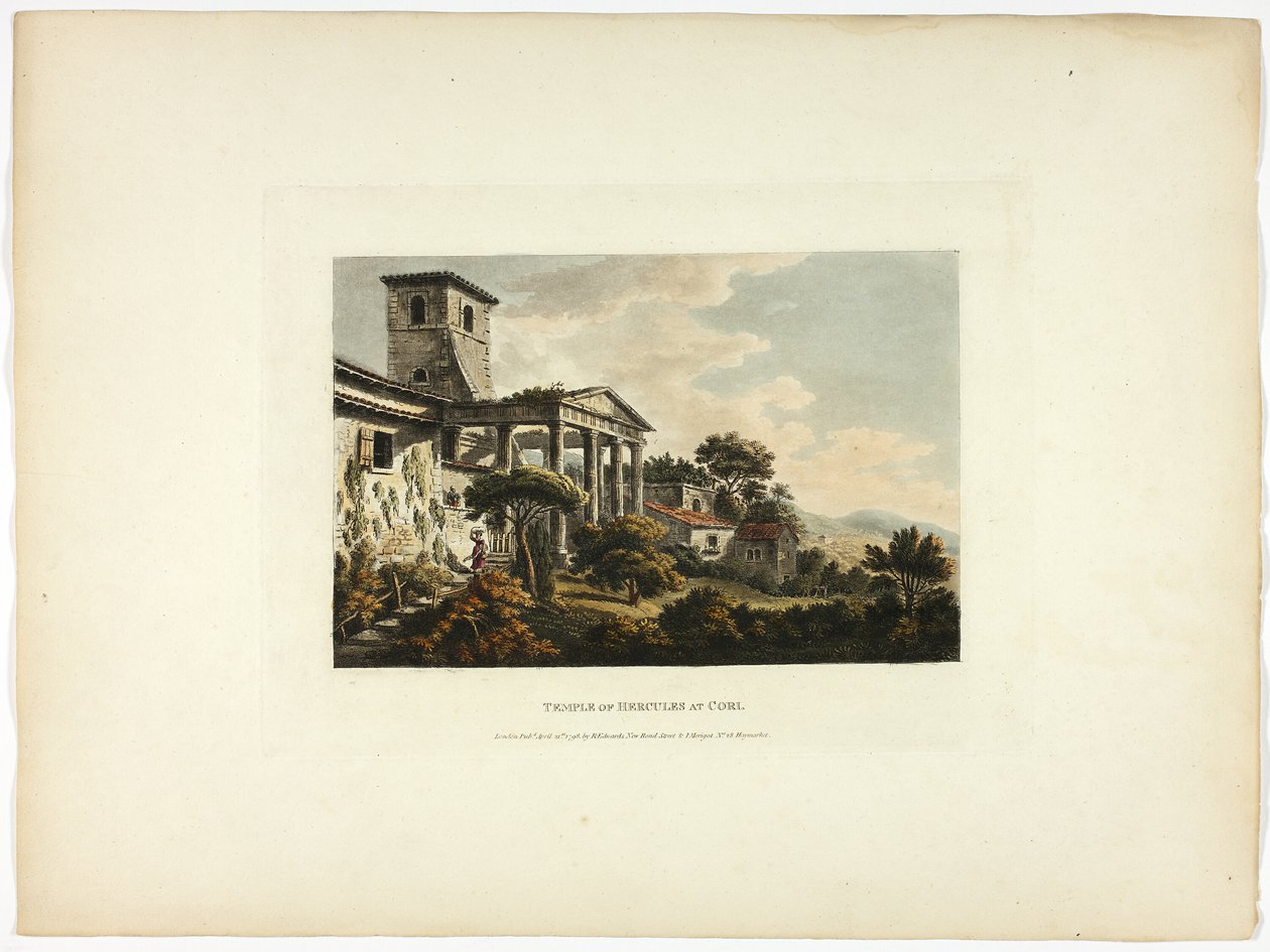 Tempel van Hercules in Cori, plaat tweeëndertig van de Ruïnes van Rome door M. Dubourg