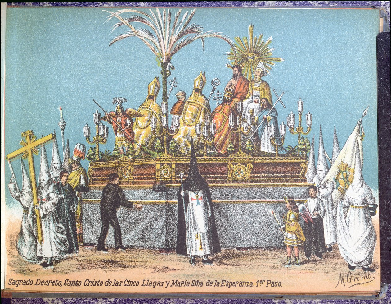 Processie tijdens de Goede Week in Sevilla door M. Grima