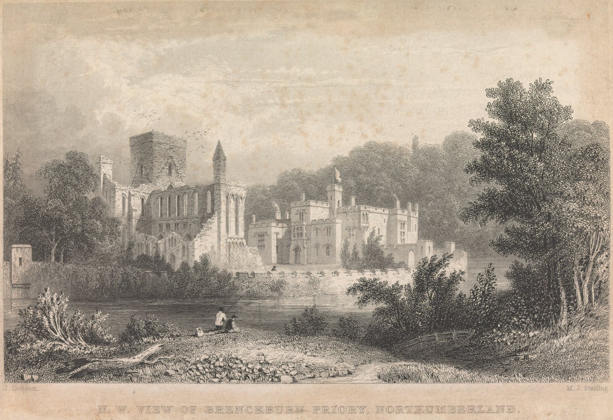 Noordwestelijke aanblik van Brenckburn Priory, Northumberland; pagina 44 (Volume Eén) door M. J. Starling