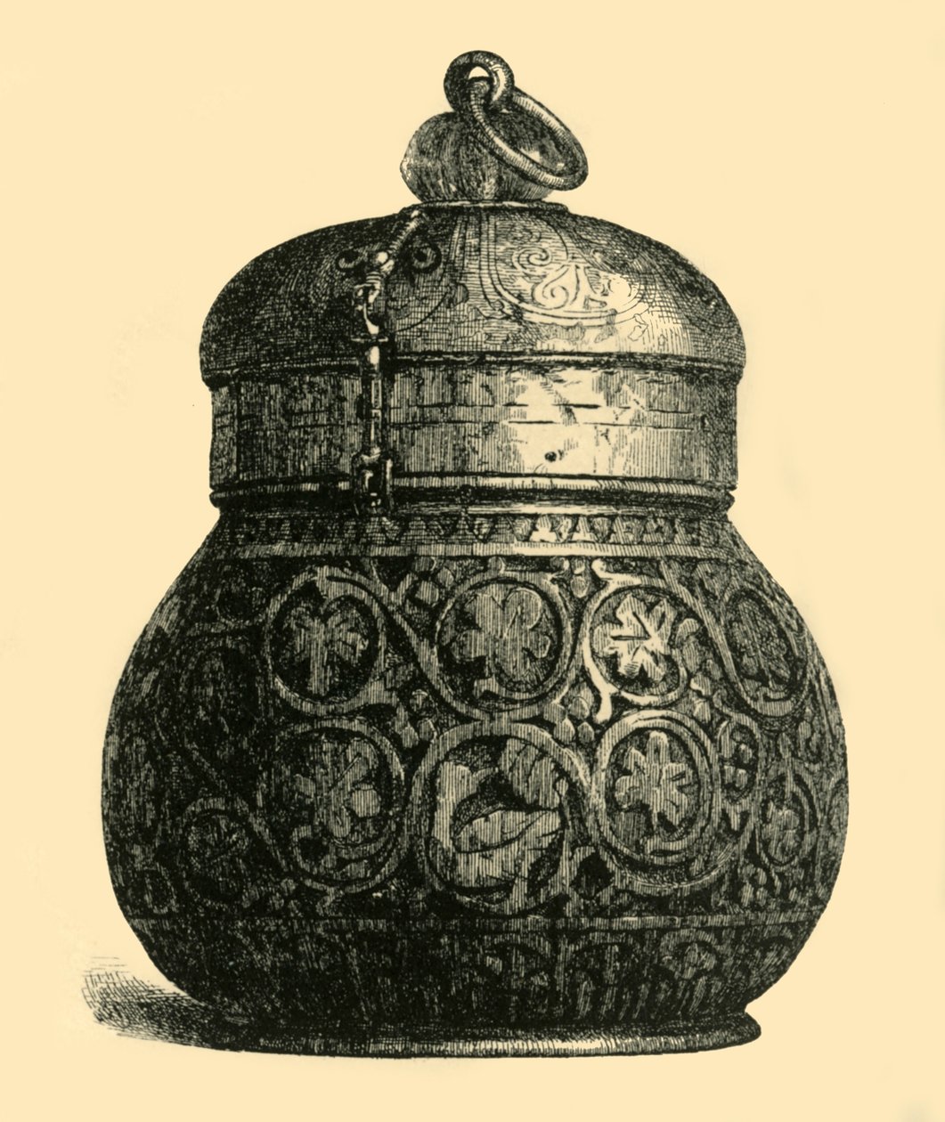 Ivoren doos, 750-850 AD, 1881 door M Sullivan