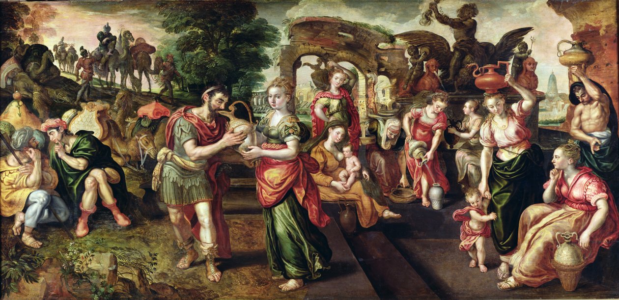 Eliezer en Rebecca bij de bron, 1562 door Maarten de Vos