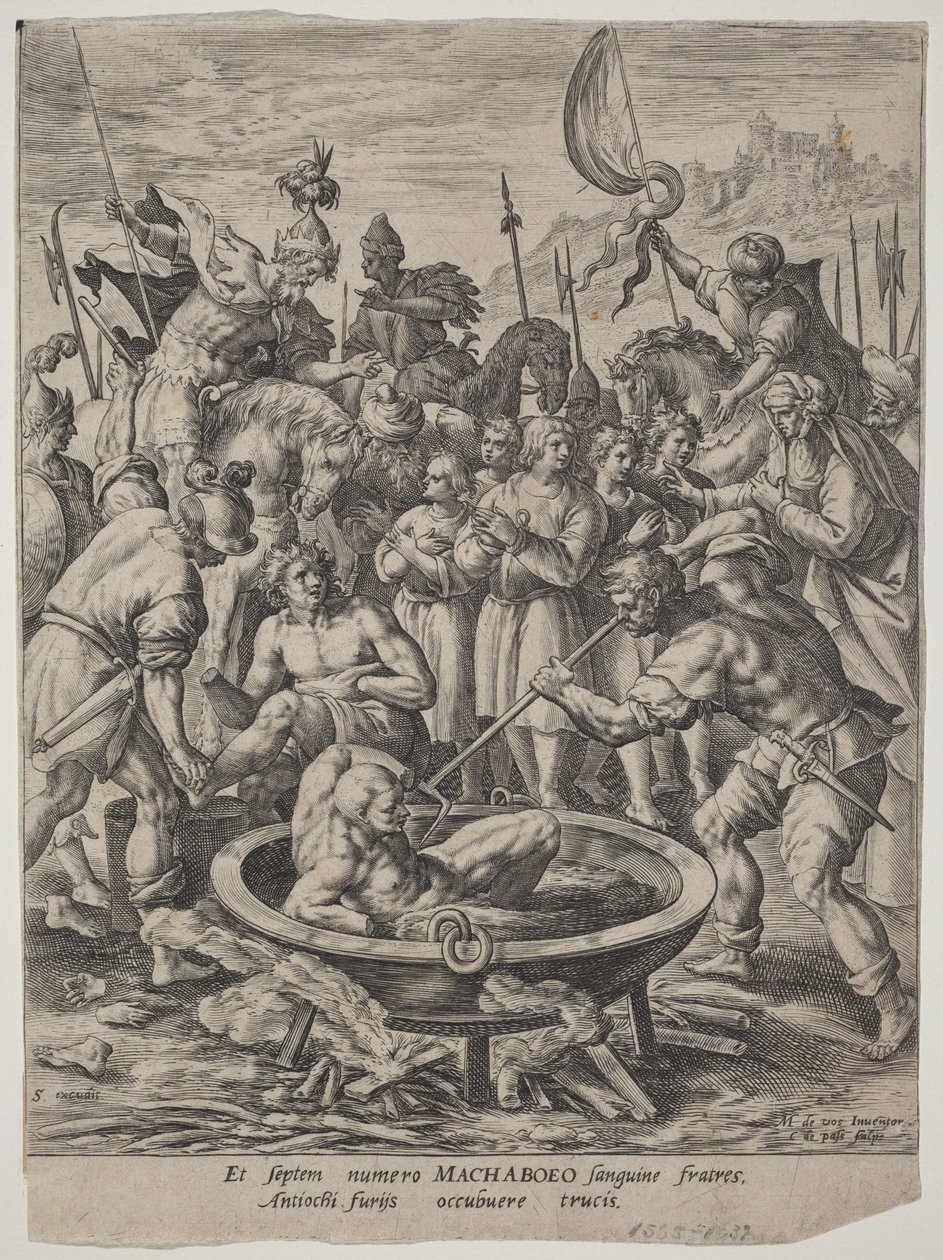 De zeven Makkabese broers gedood door Antiochus door Maarten de Vos