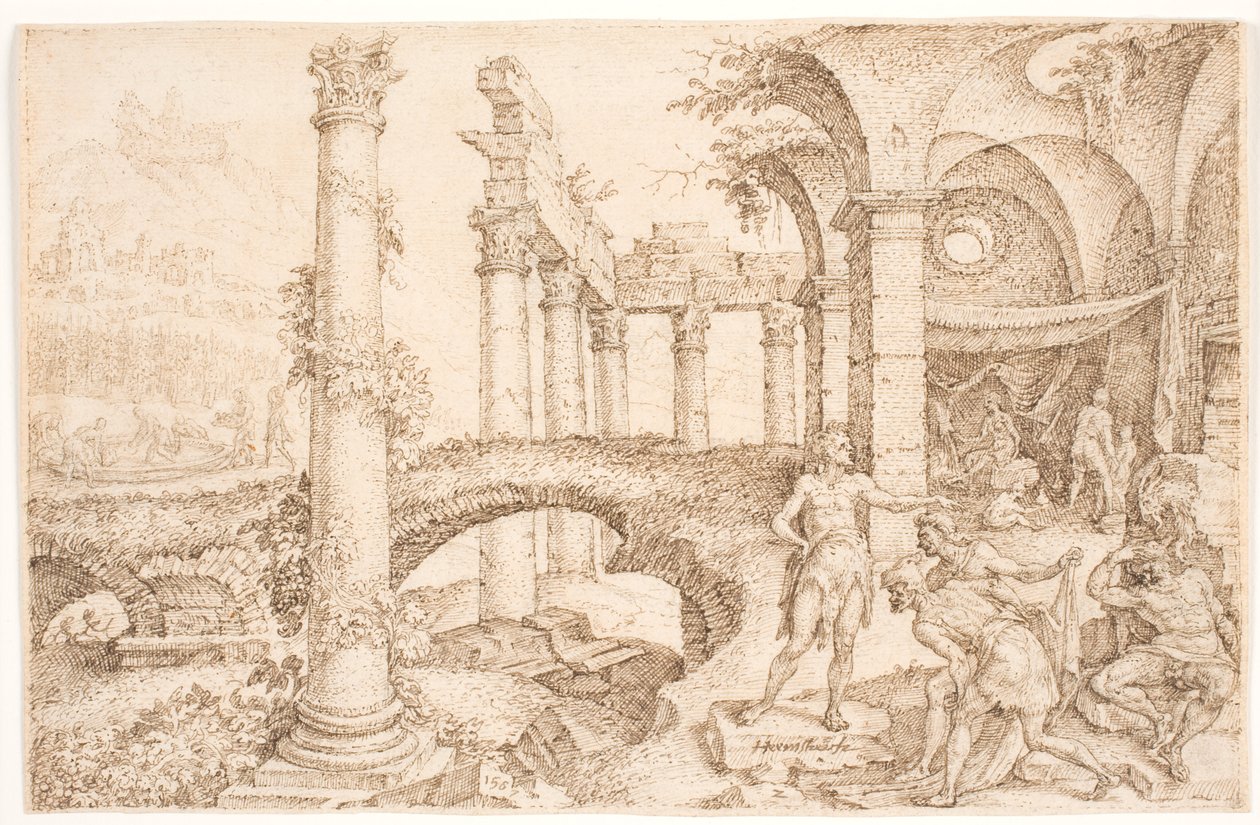Ham bespot Noach door Maarten van Heemskerck