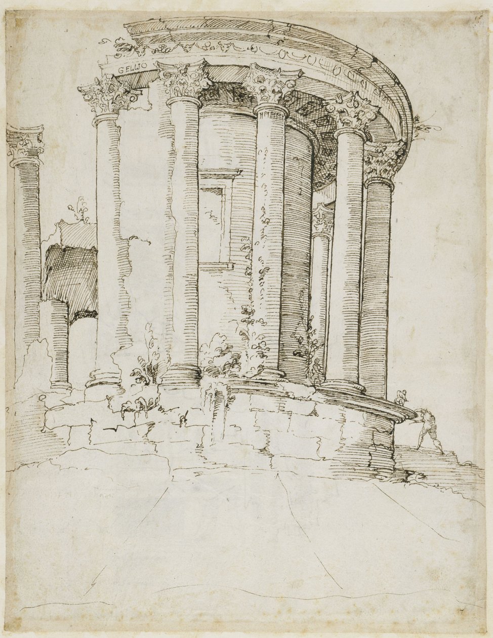 Ronde tempel in Tivoli door Maarten van Heemskerck