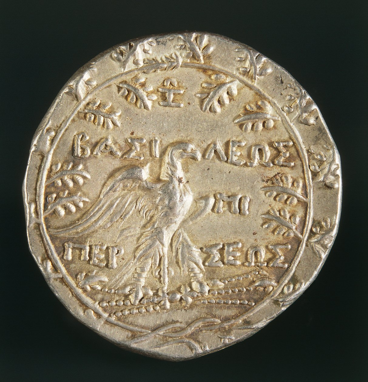 Tetradrachme van koning Perseus van Macedonië, geslagen in Pella, Koninkrijk Macedonië, keerzijde, ca. 179-168 v.Chr. (zilver) door Macedonian