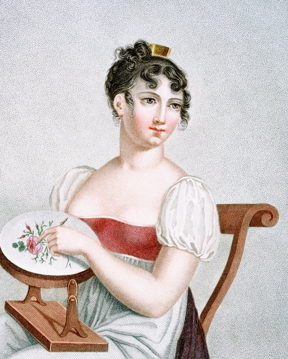 De Borduurster, gegraveerd door Augrand, c.1816 door Madame G. Busset-Dubruste