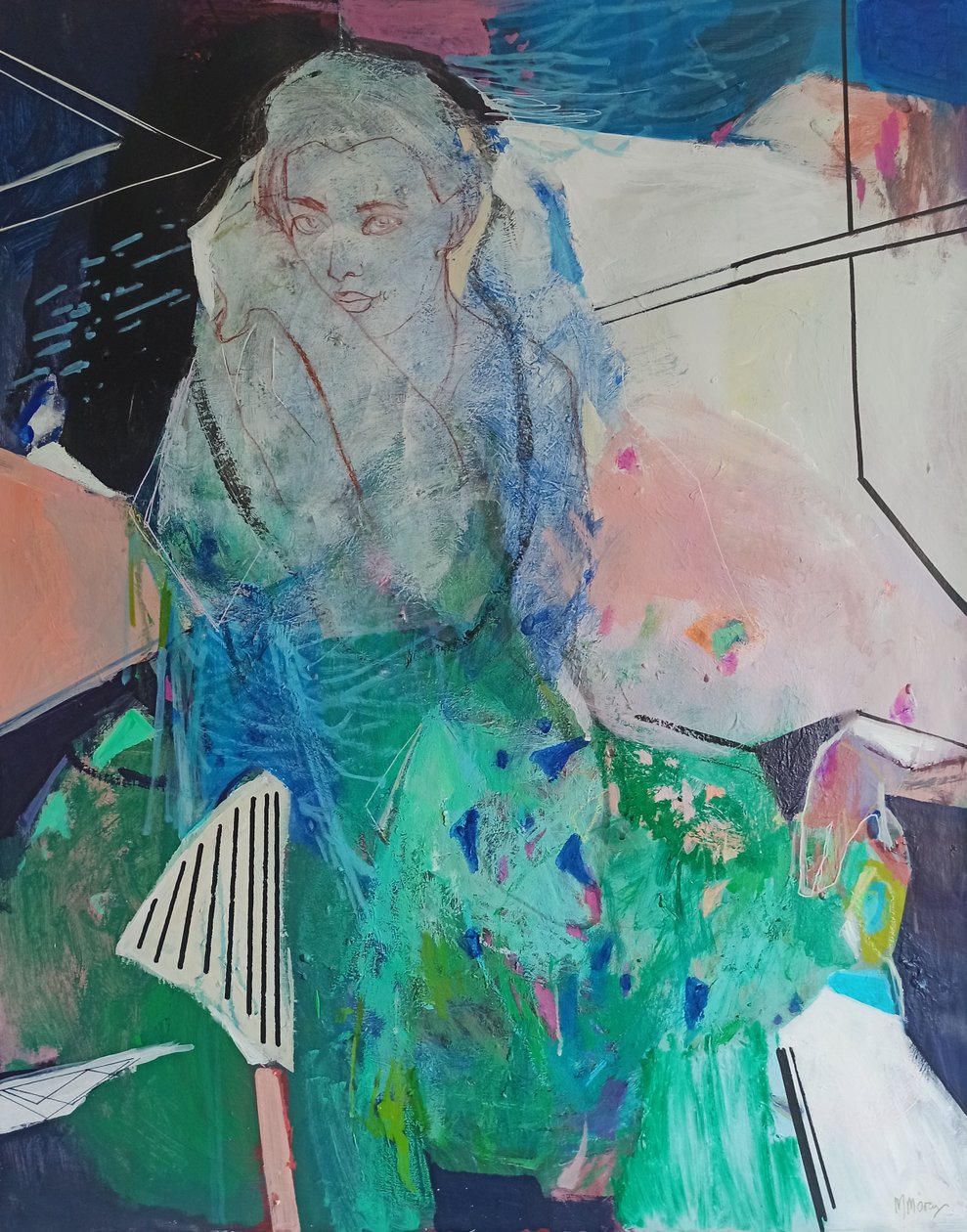 In My Space 2, 2023 (acryl en pastel op doek) door Madgalena Morey