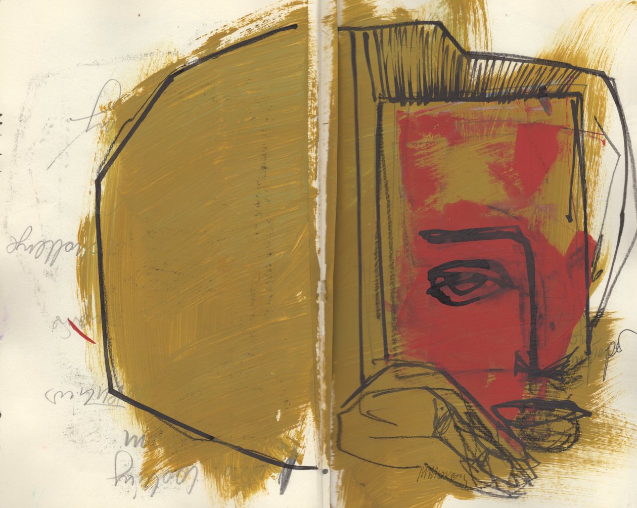 Schetsboek 38, 2025 (temperaverf, inkt, potlood op papier) door Madgalena Morey