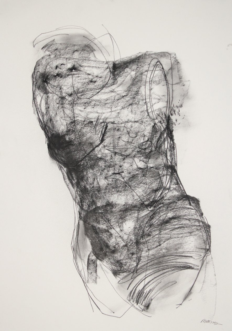 Torso 2, 2022 (houtskool op papier) door Madgalena Morey