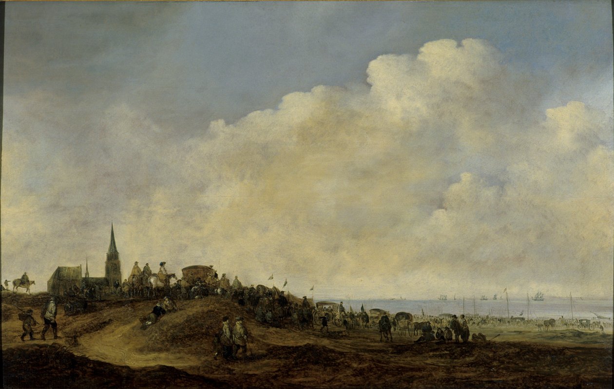 Vertrek van Willem II naar Engeland vanaf het strand van Scheveningen, 1641 door Maerten Fransz van der Hulst