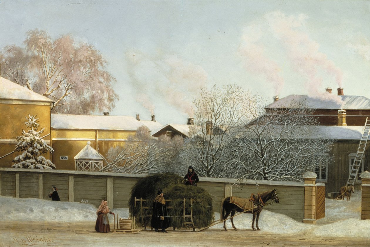 Annankatu op een koude winterochtend door Magnus von Wright