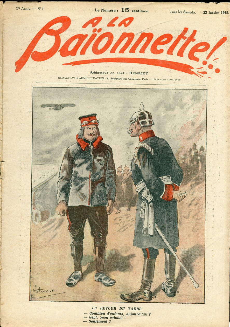Omslag van La Baionnette, satirisch in kleuren door Henri Maigrot