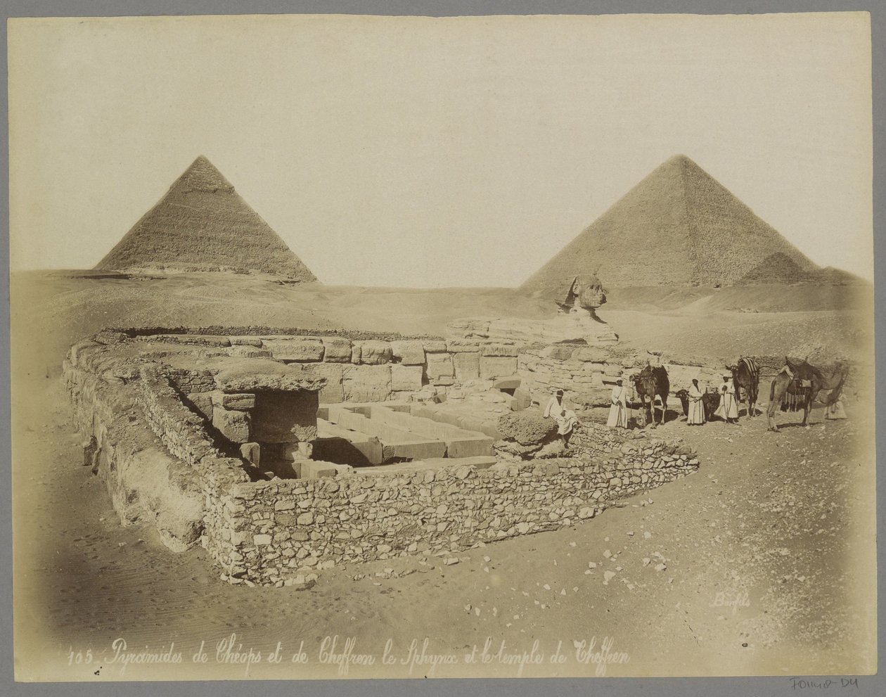 Piramides van Cheops en Chefren, de sfinx en de tempel van Chefren door Maison Bonfils