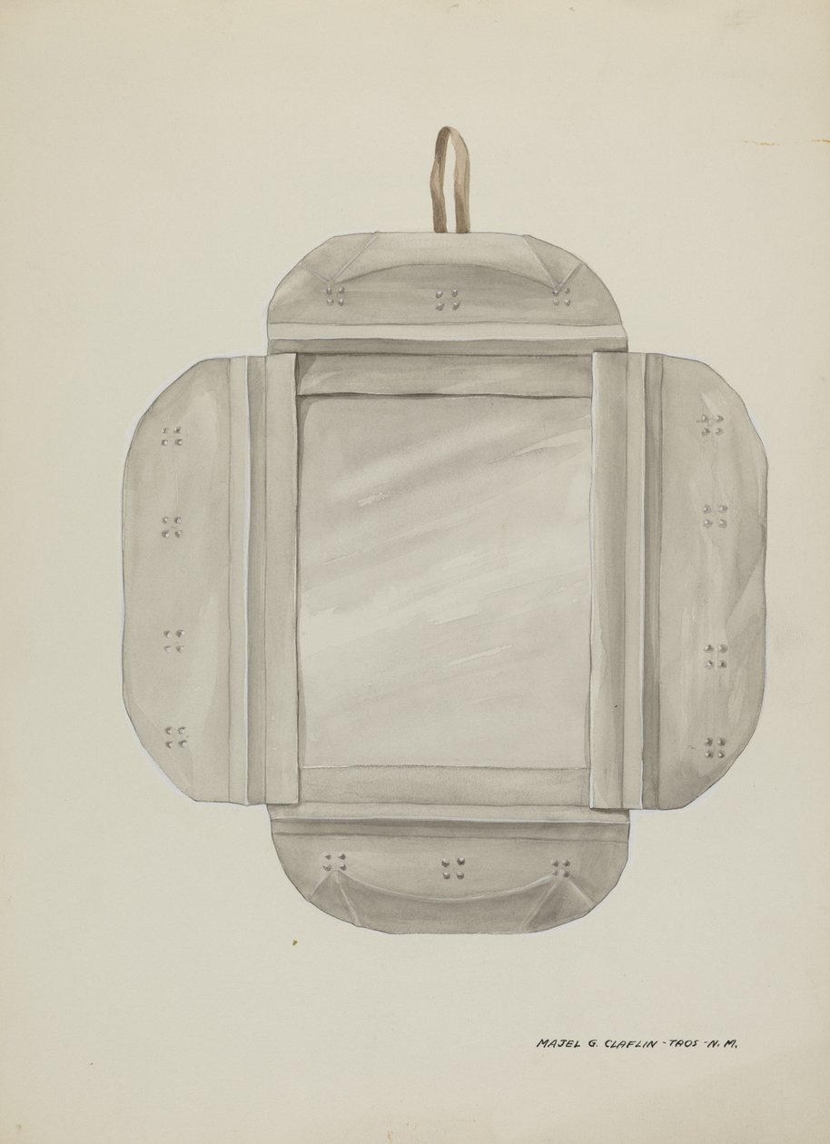 Blikken spiegelomlijsting, ca. 1937 door Majel G. Claflin
