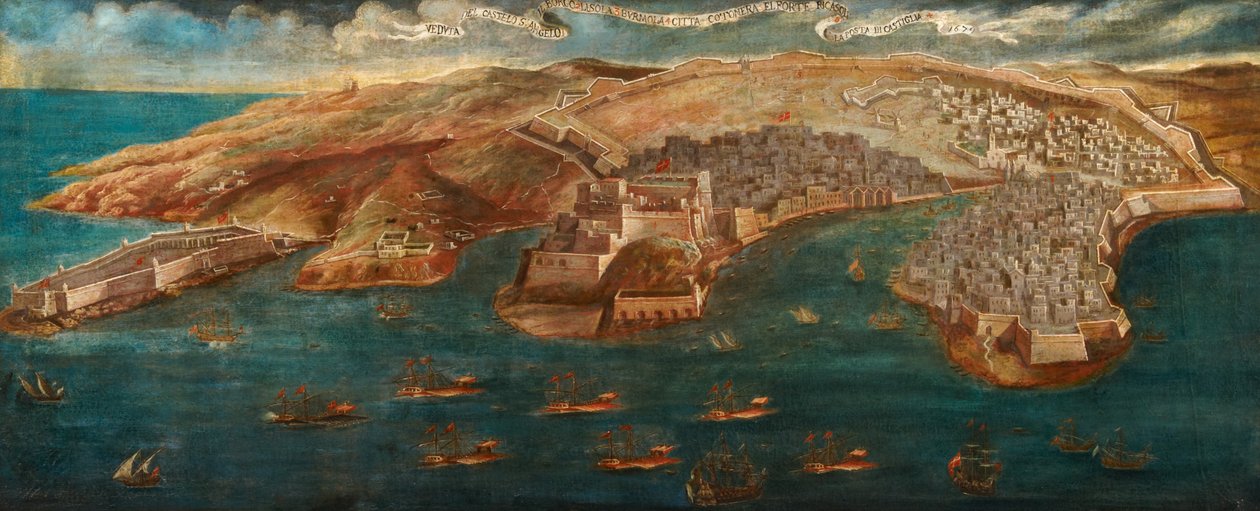 Uitzicht op Fort Ricasoli, Kasteel St. Angelo, L