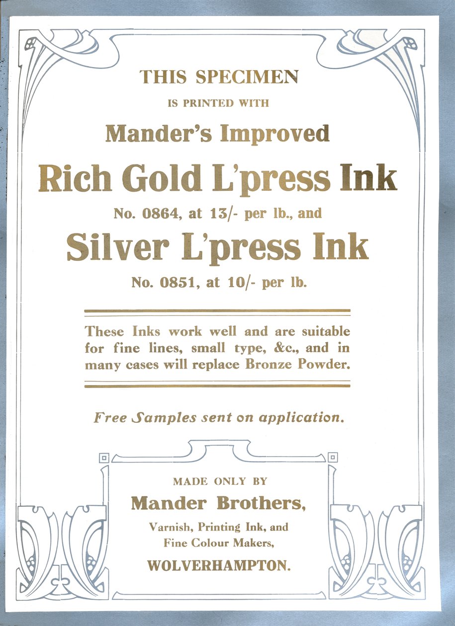 Mander Brothers Advertentie, 1919 door Mander Brothers