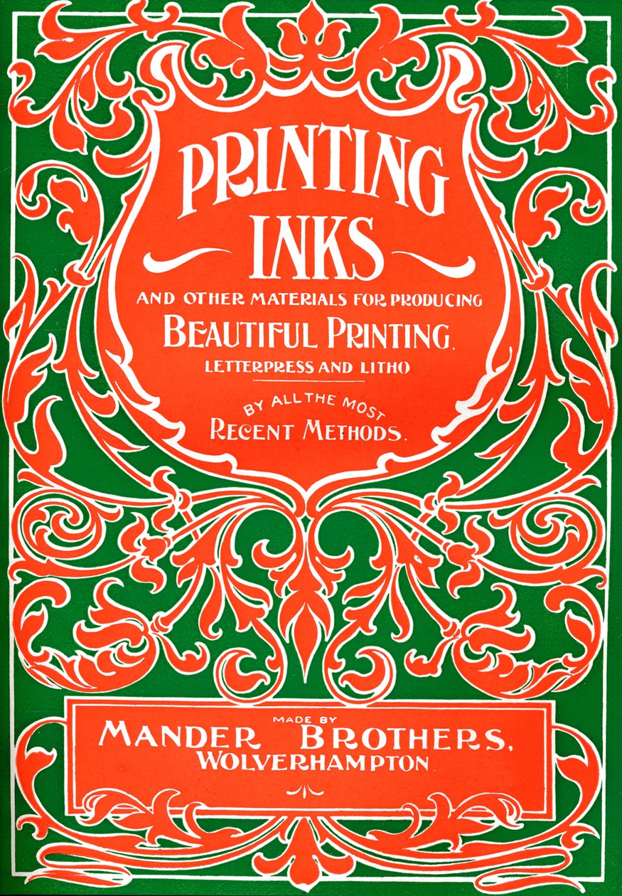 Drukinkten en andere materialen voor het produceren van mooie drukwerk - advertentie, 1916 door Mander Brothers