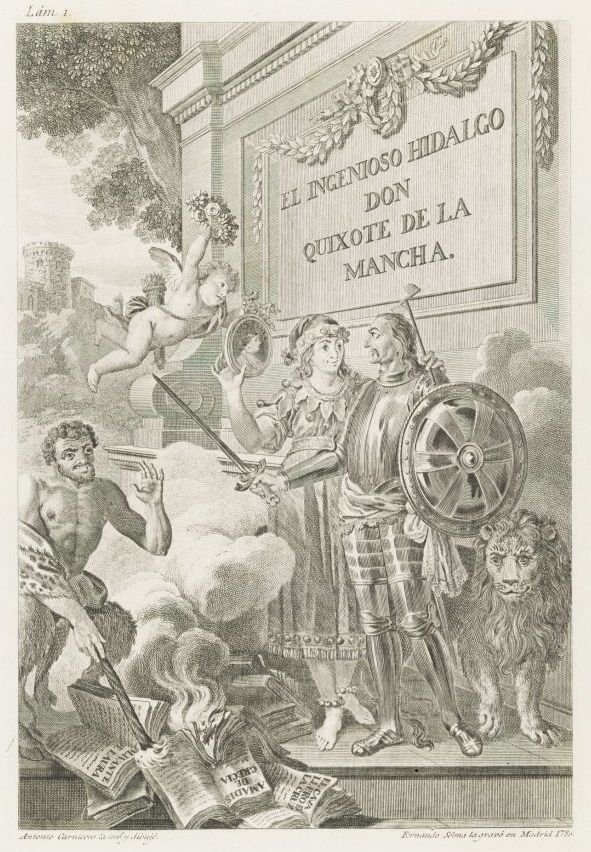 Portret van Miguel de Cervantes Saavedra frontispice van de serie El Ingenioso Hidalgo Don Quixote de la Mancha door Manuel Salvador Carmona