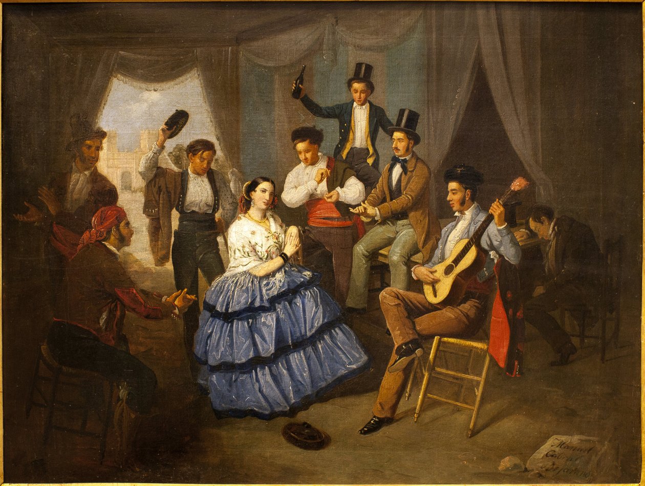 Danser in een carnavals huis door Manuel Cabral y Aguado Bejarano