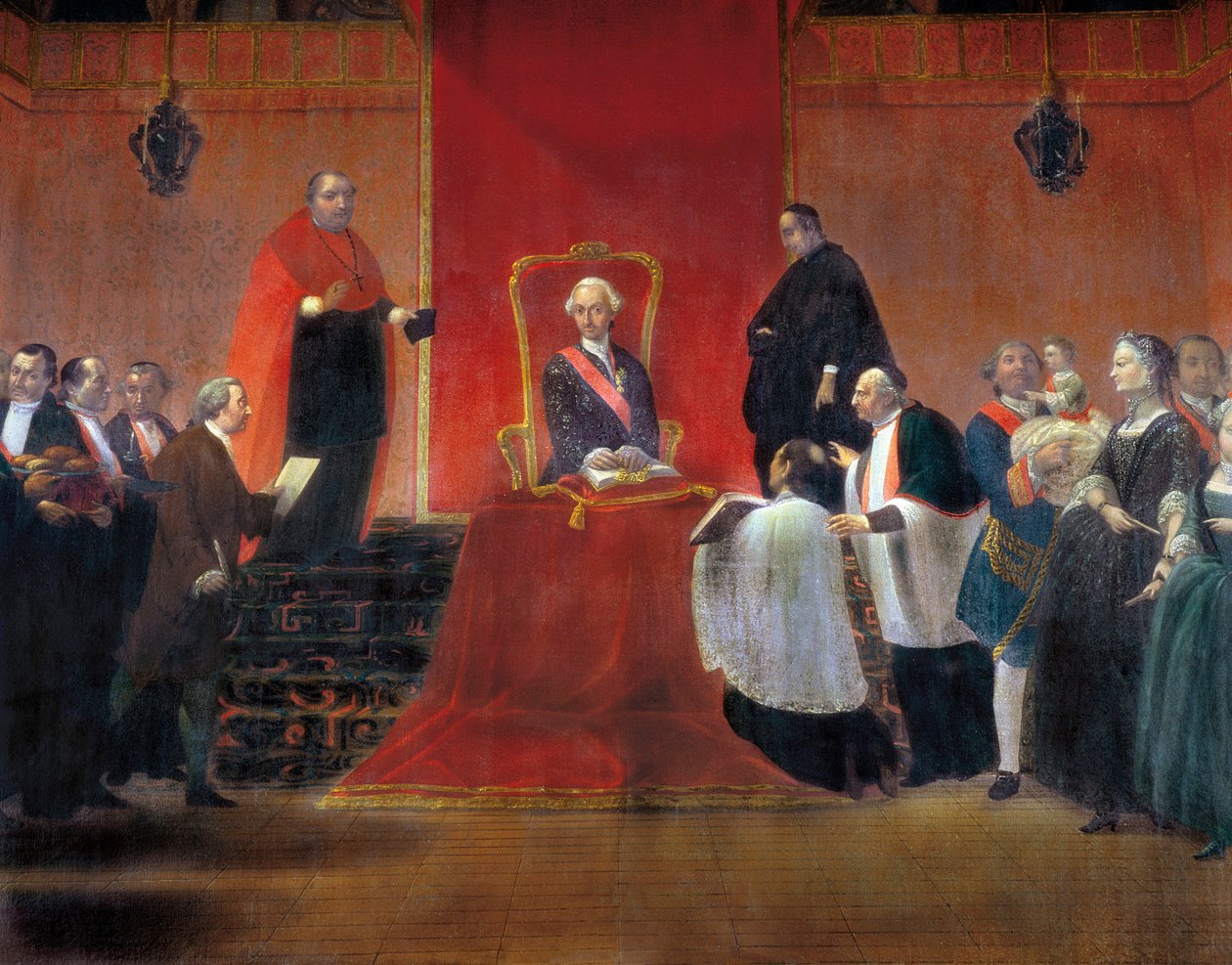 Karel III neemt bezit van het kanunnikaat van Barcelona in 1759 (detail) door Manuel Tramulles