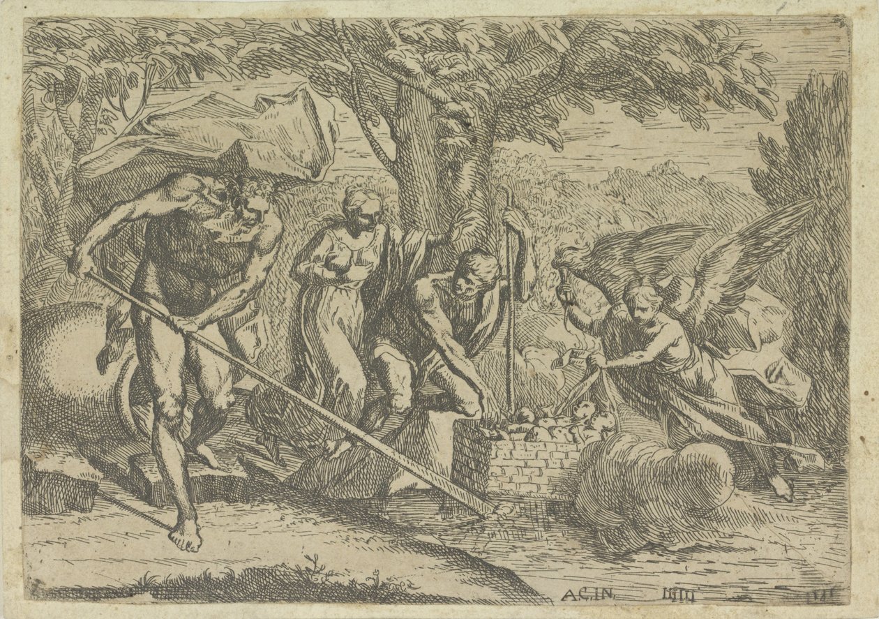 Romulus en Remus gevonden door Faustulus en Louva door Marcantonio Bellavia