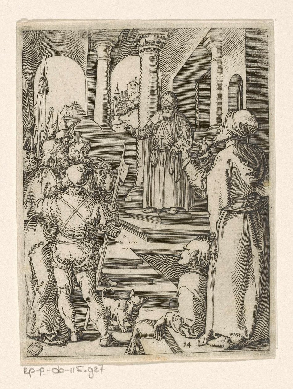 Christus voor Pilatus, Passie van Christus (serietitel) door Marcantonio Raimondi