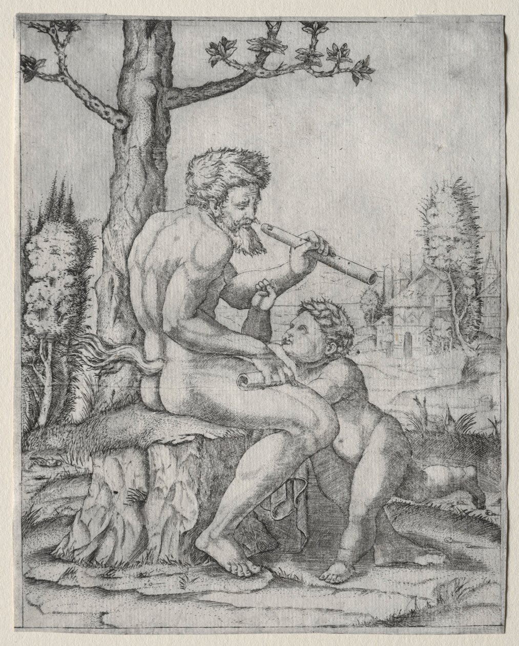 Faun en Kind, ca. 1509 door Marcantonio Raimondi