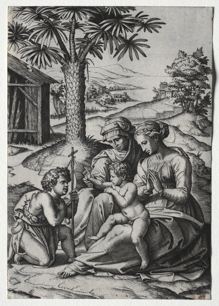 Madonna van de palmboom door Marcantonio Raimondi