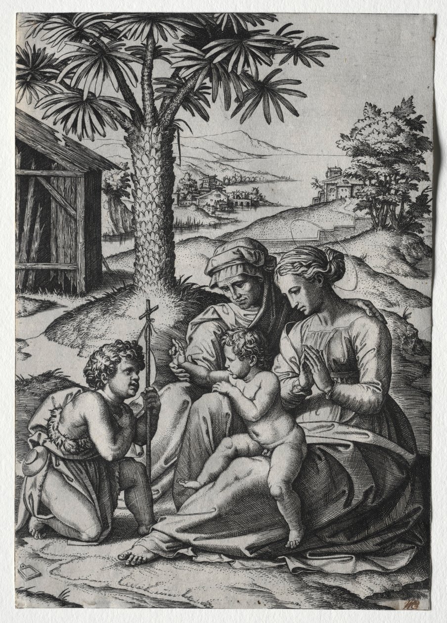 Madonna van de Palmboom door Marcantonio Raimondi