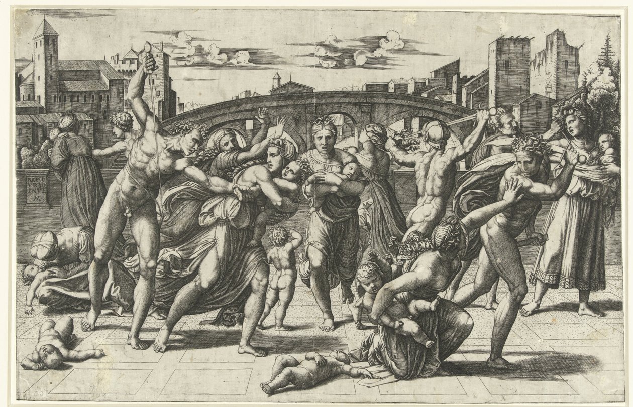 Kindermoord te Betlehem door Marcantonio Raimondi