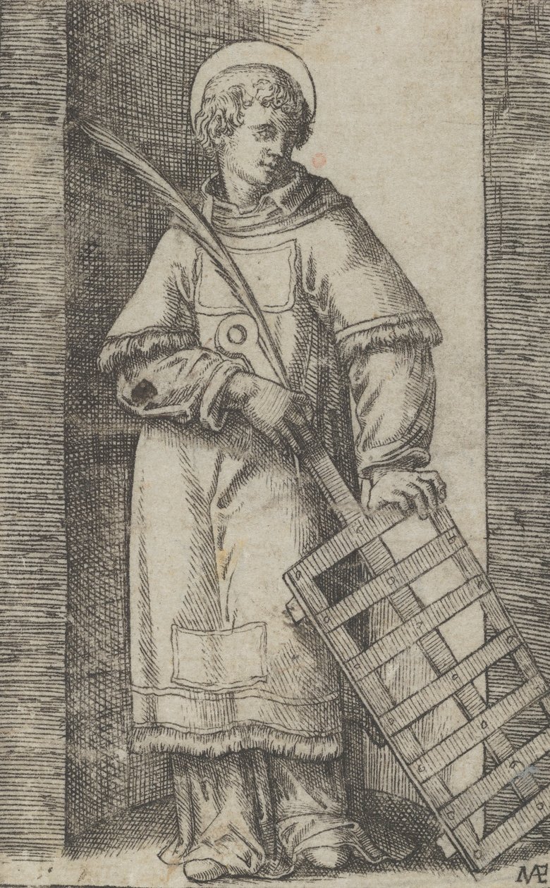 Sint Vincentius, linkerhand rustend op een rooster, uit de serie 